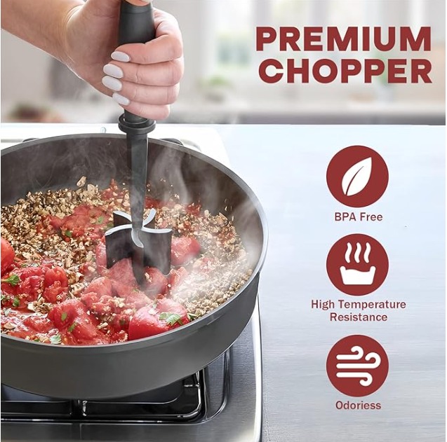 Meat Chopper, Hamburger Grinder, Premium Heat Resistant Smasher for Ground Beef
